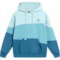 Li-Ning Breathable Loose Casual Pullover Hoodie Men hoodies Lake-Gray-Blue AWDTC65-3 XL
