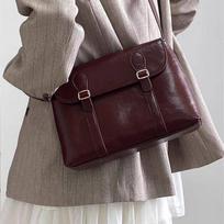 Bag Leather Women'S Bag Retro Hong Kong Style Mailman Bag Premium Sense Shoulder Crossbody Bag Luggage bordinė