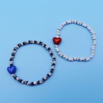 BONBEAU Širdelės formos mielų karoliukų apyrankė Mėlyna raudona širdelės karoliukų apyrankė blue heart