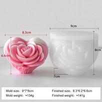 3D Rose Heart Silicone Candle Mold DIY Valentine's Day Handmade Gift Aroma Candle Mold Soy Wax Candle Making Supplies