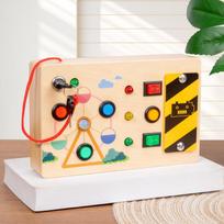 Wooden Sensory Busy Board Montessori Toys Kids Switch Socket Button Electronic Led Light Switch Thinking Game Toddler Senses
