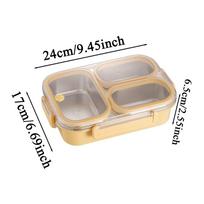 Kids Lunch Box Containers Stainless Steel Dinner Box Leak Proof 3-Compartment Lunch Case For Kids Airplane School Kindergarten geltona