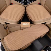 Automobilio sėdynės užvalkalas Pilkas Universalus Apsauginis Linas Priekis Nugara Lininis Automobilio Pagalvėlė Kilimėlis Atlošas Auto Automobilių Priedai beige front 1 piece