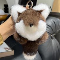 Plush Little Fox Keychain For Women Soft Fur Ball Little Fox Keyring Bag Pendant Car Key Chain Girl Kids Couple Gift Keychains 20cm ruda