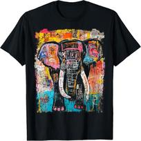 Pop Art Style Elephant 90s Graffiti T-Shirt S juoda