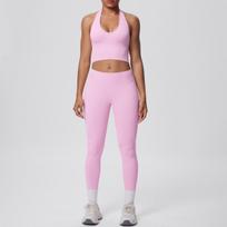 Seamless Halter-Neck Yoga Suit: Breathable, Peach-Enhancing, Outdoor Running Fitness Wear XL