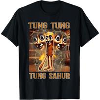 Tung Tung Tung Sahur Italian Brainrot Meme T-Shirt(4) S juoda