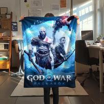1Pc God of War Print Flannel Blanket, High quality Comfortable for All Seasons, Home Decor, Warmth and Comfort, Perfect for Christmas Gifts 80cm x 120cm