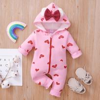 Winter Hooded Hoodie For Infants And Toddlers Aged 0-2 Years, Zipper Climbing Clothes L rožinė