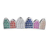 Hip Hop Colorful Six-Tooth Grillz with Zirconium - Gold/Silver Teeth Jewelry for Halloween Costume