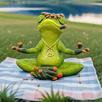 Joga, meditacija, meditacija, varlių dekoracijos, kūrybiškos mažos skulptūrėlės, biuro dervos amatai žalia