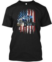 Trucker American Flag Truck Driver T shirt Made in the USA Size S to 5XL S