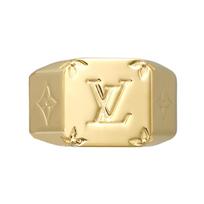 Louis Vuitton Monogram Stamp Letter Engraved Metal Ring Men rings Gold M80191 M