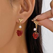 Luxury Crystal Flower Tassel Drop Earrings for Women Elegant Imitation Pearls Snowflake Earrings Party Wedding Jewelry Gift