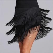 Latin Style Dance Skirt Sexy Women Costume Samba Tango Layers Tassels Dress Standard Competition Salsa Lady Latin Black Skirts S juoda