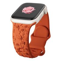 Band for Apple watch SE 3 strap 40mm 44mm 45mm 42mm 49mm 46mm Floral Engraved bracelet correa iWatch Series 10 8 7 9 ultra 2 11 41 40 38mm 42mm-S10 oranžinė