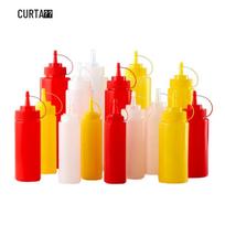 HEC CURTA Red Plastic Squeeze Condiment Bottle 24 oz (710ml) raudona