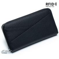 Japanese-style leather long wallet women's large-capacity RFID first-layer cowhide organ card bag fashion clutch bag mobile phone bag juoda
