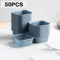 50Pcs Square Muffins Paper Cupcake Cake Forms High Temperature Resistant Baking Cup Food Grade Cupcake Liner mėlyna