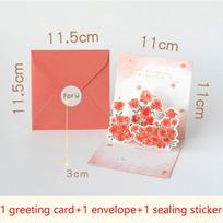 Creative Pop Up Love 3D Greeting Card Rose Flower Valentine's Day Card with Envelope Thank You Card Wedding Invitations