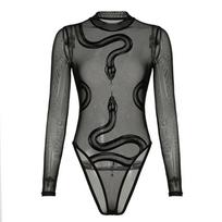 Snake Long Sleeve Lace Jumpsuit Seamless Underwear for Women Patchwork Slim Fit Bodysuit  Gifts M juoda