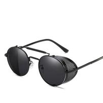 Retro Gothic Steampunk Style Round Alloy Metal Frame Sunglasses Male Female Luxury Designer Shields Lens Sun Eyewear Gafas de Sol As Picture