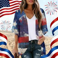 Womens Open Front Kimono Cardigan Loose Fit Lightweight Printed Short Sleeve Casual Outerwear Top 250 Years Design S cinoberis