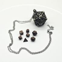 1 Set 20-Sided Hollow Metal Dice Necklace Dnd Hollow Metal Dice Torque Mini Exquisite Polyhedral Dice Necklace A1