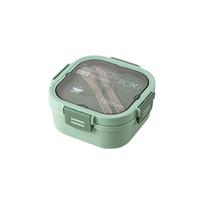 Lunch Box with Fork and Spoon Double Layer Bento Box 1200ml Leak Proof Portable Food Container for Office School Outdoor Use One Size žalia