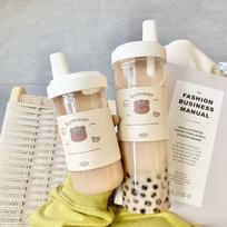 su dangteliu šiaudeliu pieno plastikinis puodelis 500/850 ml didelės talpos vandens butelis vandens šiaudelių buteliai sultys 500ml-Dinosaurs