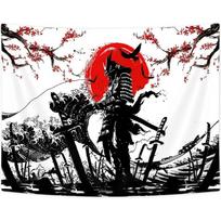 Tapestry Black White Samurai Anime Wall 75x100 juoda