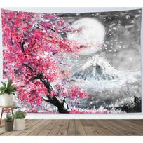 Tapestry water sakura Japan Mount Fuji 75x100 juoda