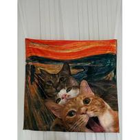 Tapestry of cats on canvas scream 75x100 juoda