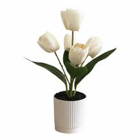 3/5 Heads Artificial Tulip Flower Bonsai White Flowerpot Multicolor Simulation Flower Bonsai Photo Props Faux Flower Potted