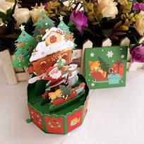 New 3D Pops-up Greeting Card Colorful Merry Christmas Cards Blessing Postcard New Year Greeting Cards Thank You Cards Decor Gift