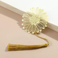 Dandelion Flower Leaf Chinese Style Bookmark Sunflower Stationery Book Clip Hollow Tassel Reading Gift Metal Hollow Book Mark