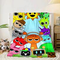 Colorful Sprun-ki Robot Party Blanket Flannel Blanket for bed, sofa, Camping, Hiking, Picnic Essentials, gift for family Fan gifts 75x90cm