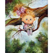5D „pasidaryk pats“ deimantinis paveikslas „Baby Angel Sunset“ Deimantinis siuvinėjimas Viso mozaikos rinkiniai Siuvinėjimo kryželiu namų dekoras Rankų darbo dovanos Round 20x30cm