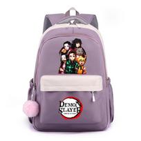 Anime Demon Slayer Nylon Sweet Soft Backpack Daily Bookbag Back To Schoolbag for Girl Boy Men Women Leisure Travel Bag Mochila