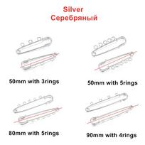 10 Pcs/Lot 50/80/90MM Metal Brooch Base With Rings Blank Brooch Pins Buckle For DIY Jewelry Making Findings Supplies Accessories 50mm with 3rings