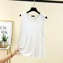 Elegant Edible tree fungus Tank Tops Modal V-Neck tee tops sleevless solid color Casual Loose homewear Tees undershirts M balta