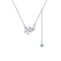 Butterfly Butterfly Love Flower Flower Necklace for Women Ins Light Luxury Niche Versatile Gentle Tassel Snowflake Collarbone Chain white