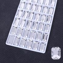 Rectangle Octagonal Flat Bottom Glass Hand Sewn White Ab Drill, High Flash Wedding Glass Hand Sewn Drill Diy Jewelry Accessories 13 * 18mm 20pcs/bag balta
