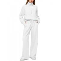 Women's 2-Piece Set Half Zipper Wide Leg Sweatpants Casual Suit Women's Fashionable and Comfortable Clothes XXL balta