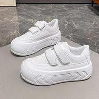 Velcro Thick Soled Bread Shoes Women 2025 Spring and Autumn New Big Head Board Shoes 35 balta