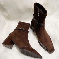 Women Slim Short Boots Hot Sell 2025 Autumn New Office Shoes  Square Heel Lady Dating Suede Ankles Boots Elegant Female Shoes 35 ruda