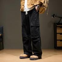 Men's Baggy Cargo Pants with Pockets 100% Cotton Drawstring Elastic Waist Wide Leg Outdoor Casual Pants Plus Size 8XL 8XL juoda