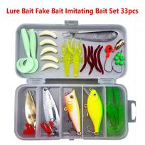 Žvejybos masalų rinkinys Minnow Frog Spoon Minkšto masalo kabliukų rinkinys Žvejybos reikmenų priedai gėlavandeniui jūros vandeniui 33pcs lure bait set