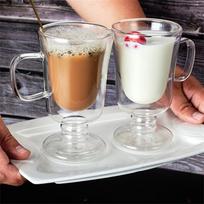 Double Wall Glass Irish Coffee Mug Bubble Tea Milkshake Cup Ice Cream Cup with Handle Milk Fruit Juice Glass Cup 200ML