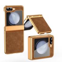 Light Luxury Leather Folding Phone Case for Samsung Galaxy Z Flip 7 Fe 6 5 4 3 Hinges Protect The Classic Shockproof Shell Galaxy Z Flip7 ruda